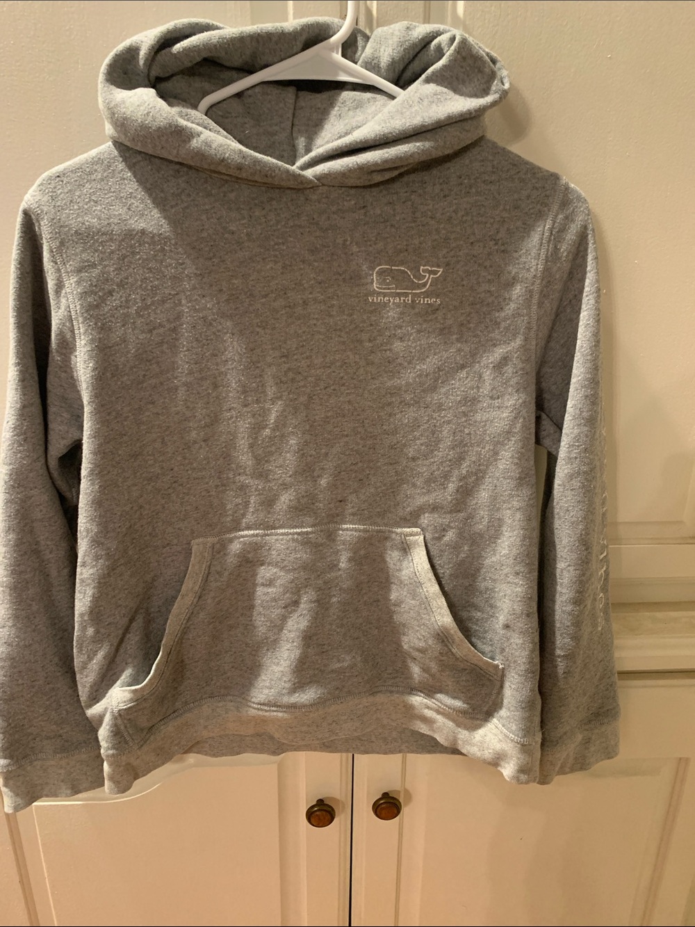 Vineyard Vines Gray Hooded Pullover with Whale Embroidery